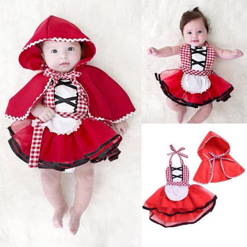  Baby Girl Costumes,Kintaz 2018 Clearence Spring Winter 2pcs Baby Girls Elegant Princess Little Red Riding Hood Costumes Dresses Cosplay with Cloak (Size:18Month)