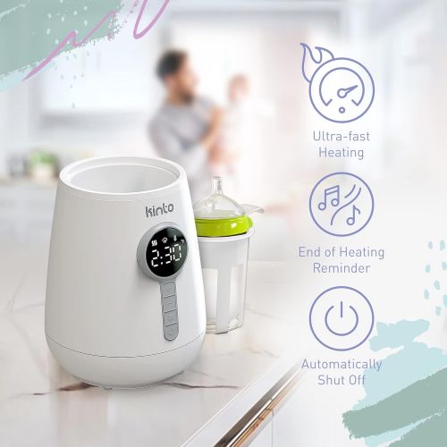  Kinto Tech Baby Bottle Warmer with Timer for Baby Milk - Breastmilk and Infant Formula - Fast Heating - Easy to Use - Fits Most Baby Bottles - Temperature Control