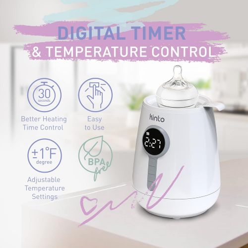  Kinto Tech Baby Bottle Warmer for Breastmilk and Formula - Fast Milk Bottle Heater, Baby Food Warmer with Timer and Auto Shut Off