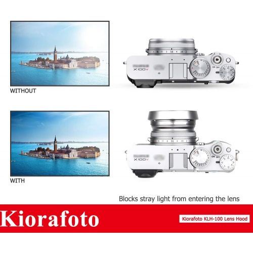  Kiorafoto Camera Lens Accessories Kit for Fujifilm X100V X100F X100T X100S X100 X70 Replace Fuji LH-X100 AR-X100 : Metal Lens Hood w/ 49mm Filter Adater + Lens Cap + Cap Keeper +Cl