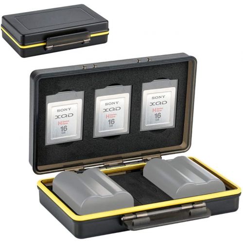  Kiorafoto XQD Card Holder & Camera Battery Case for 3 XQD Cards + 2 Camera Batteries ≤59x39x20mm fits Nikon EN-EL15 EN-EL15a EN-EL15b on Z6 Z7 D850 D7500 D810A D810 D800 D800E D750 D610 D500