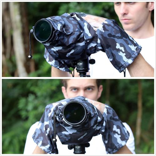  Kiorafoto Camera Lens Rain Cover Raincoat Sleeve Gear Camo for Canon EOS R5 R6 R Rp Rebel T7 T8i T7i T100 90D 80D 4000D SL3 SX70 SX60 Nikon Z7 Z6 II Z5 D780 D850 D750 D7500 D5600 D3500 Coolp