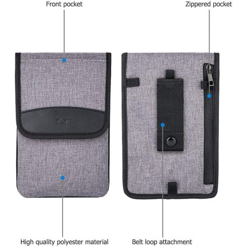  Kiorafoto Neck Shoulder Carrying Travel Pouch Wallet for Compact Camera Battery Memory Card Reader Holder Case Cellphone Smartphone Power Bank Charger Cable w/ Zippered Back Pocket for Passp
