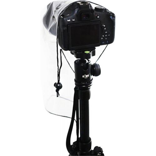 Kiorafoto 2 Pack Camera Lens Rain Cover Raincoat with Flash Clear Dust Proof Sleeve Protection for Canon EOS 4000D 1200D 90D 80D 77D 70D 5D 6D 7D Mark II R5 R6 Rp R Rebel T8i T7i T7 T6i T5i