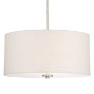 Kira Home Pearl 18 Contemporary 3-Light Large Drum Pendant Chandelier, White Textured Shade + Glass Diffuser, Adjustable Height, LED Compatible, Brushed Nickel Finish