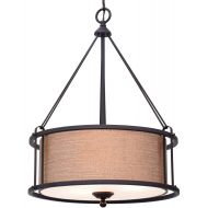 Kira Home Maxwell 17.5 3-Light Metal Drum Chandelier + Glass Diffuser, Oil-Rubbed Bronze Finish