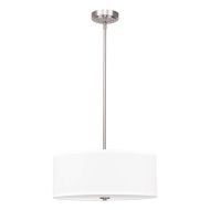 Kira Home Nolan 18 Classic Drum Chandelier, Stem-Hung Adjustable Height, White Fabric Shade + Glass Diffuser, Brushed Nickel Finish