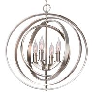 Kira Home Orbits 18 4-Light Modern Sphere/Orb Chandelier, Brushed Nickel Finish