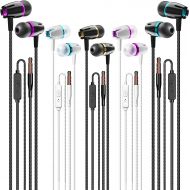 Kirababy Earbuds Wired with Microphone Pack of 5, Noise Isolating in-Ear Headphones, Powerful Heavy Bass, High Definition, Earphones Compatible with iPhone, iPod, iPad, MP3, Samsung, and Mo