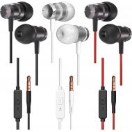 Kirababy Earphones 3 Pack in-Ear Headphones with Microphone,3.5mm Wired Earbuds for iOS and Android Smartphones, Laptops, MP3, Gaming, Walkman(Black+White+Red)