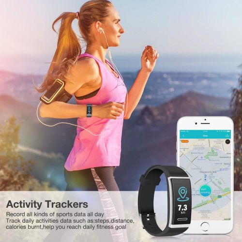  Kirlor Fitness Tracker, Waterproof Color Screen Smart Bracelet with Heart Rate Blood Pressure Monitor,Smart Watch Pedometer Activity Tracker Bluetooth for Android & iOS