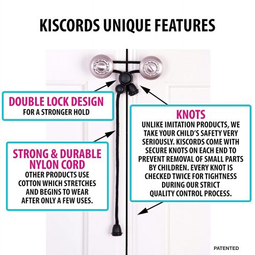  [아마존베스트]KisCords Kiscords Baby Safety Cabinet Locks for Knobs Child Safety Cabinet Latches for Home Safety Strap for Baby Proofing Cabinets Kitchen Door RV No Drill No Screw No Adhesive / 5 Pack (W