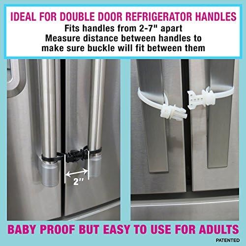  [아마존베스트]KisCords Kiscords Baby Safety Cabinet Locks for Handles Child Safety Cabinet Latches for Home Safety Strap for Baby Proofing Cabinets Kitchen Door RV No Drill No Screw No Adhesive /4 Pack (