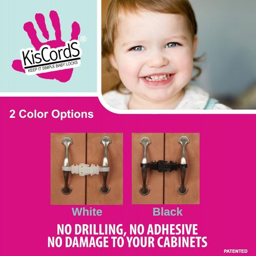  [아마존베스트]KisCords Kiscords Baby Safety Cabinet Locks for Handles Child Safety Cabinet Latches for Home Safety Strap for Baby Proofing Cabinets Kitchen Door RV No Drill No Screw No Adhesive /4 Pack (