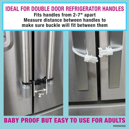  [아마존베스트]KisCords Kiscords Baby Safety Cabinet Locks for Handles Child Safety Cabinet Latches for Home Safety Strap for Baby Proofing Cabinets Kitchen Door RV No Drill No Screw No Adhesive /4 Pack (