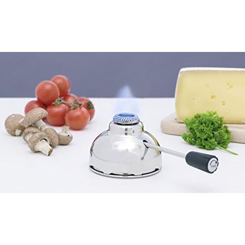  Sicherheits-Gasbrenner Kisag 1 KW fuer alle herkoemmichen Fondue Rechaud Gestelle & Kigas 400ml Nachfuellflasche Ersatzgas