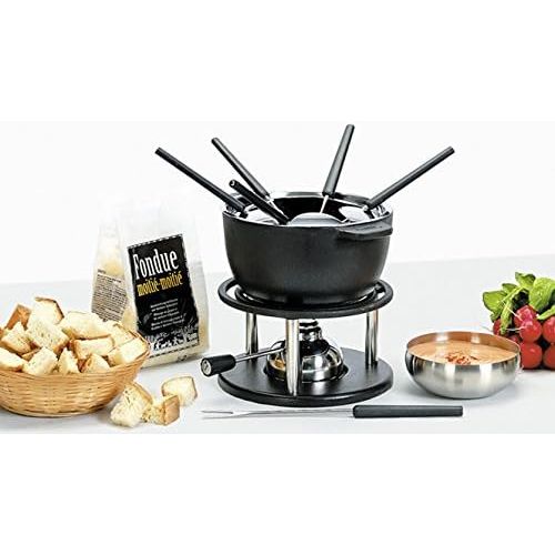  Sicherheits-Gasbrenner Kisag 1 KW fuer alle herkoemmichen Fondue Rechaud Gestelle & Kigas 400ml Nachfuellflasche Ersatzgas