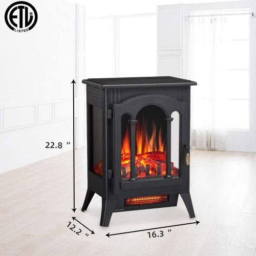  [아마존베스트]Kismile 3D Infrared Electric Fireplace Stove, Freestanding Fireplace Heater With Realistic Flame Effects, Portable Indoor Space HeaterWith Overheating Safety System, Adjustable Br