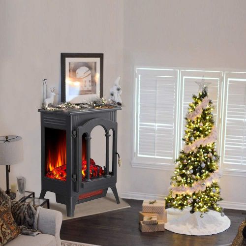  [아마존베스트]Kismile 3D Infrared Electric Fireplace Stove, Freestanding Fireplace Heater With Realistic Flame Effects, Portable Indoor Space HeaterWith Overheating Safety System, Adjustable Br