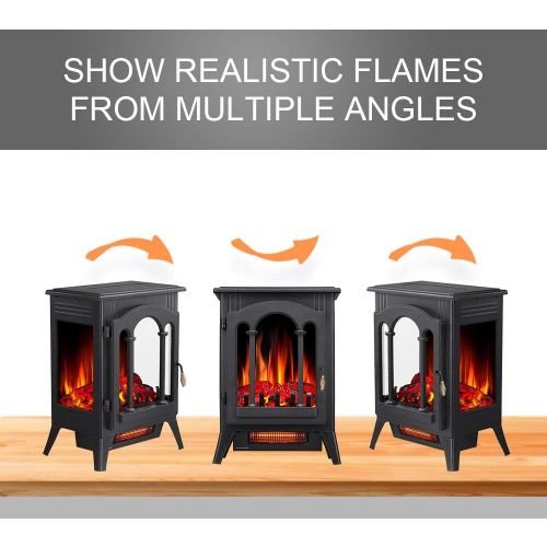  [아마존베스트]Kismile 3D Infrared Electric Fireplace Stove, Freestanding Fireplace Heater With Realistic Flame Effects, Portable Indoor Space HeaterWith Overheating Safety System, Adjustable Br