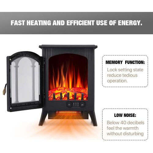  [아마존베스트]Kismile 3D Infrared Electric Fireplace Stove, Freestanding Fireplace Heater With Realistic Flame Effects, Portable Indoor Space HeaterWith Overheating Safety System, Adjustable Br