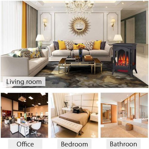  [아마존베스트]Kismile 3D Infrared Electric Fireplace Stove, Freestanding Fireplace Heater With Realistic Flame Effects, Portable Indoor Space HeaterWith Overheating Safety System, Adjustable Br