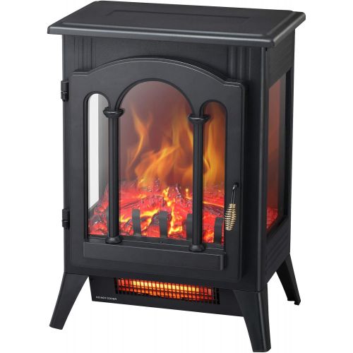  [아마존베스트]Kismile 3D Infrared Electric Fireplace Stove, Freestanding Fireplace Heater With Realistic Flame Effects, Portable Indoor Space HeaterWith Overheating Safety System, Adjustable Br