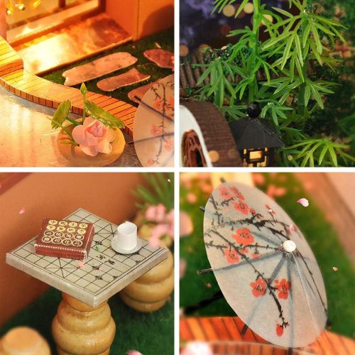  Kisoy Romantic and Cute Dollhouse Miniature DIY House Kit Creative Room Perfect DIY Gift for Friends, Lovers and Families (Peach Blossom Valley)