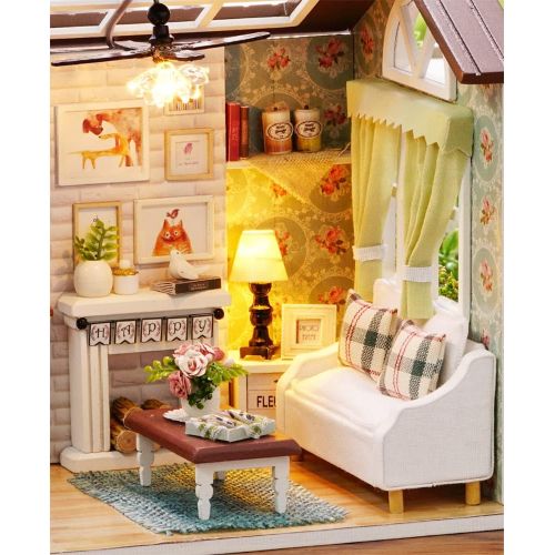  Kisoy Romantic and Cute Dollhouse Miniature DIY House Kit Creative Room Perfect DIY Gift for Friends,Lovers and Families(Perfect Happy Time)