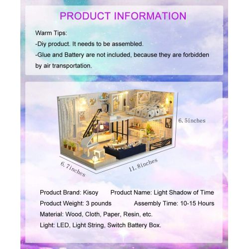  Kisoy Romantic and Cute Dollhouse Miniature DIY House Kit Creative Room Perfect DIY Gift for Friends, Lovers and Families (Light Shadow of Time)