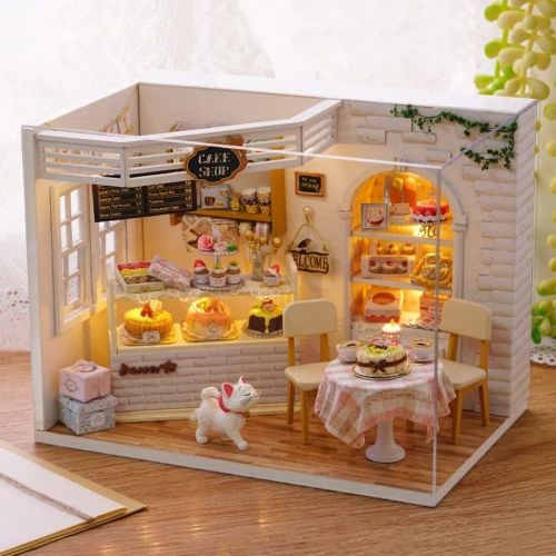  Kisoy Romantic and Cute Dollhouse Miniature DIY House Kit Creative Room Perfect DIY Gift for Friends,Lovers and Families(Cake Diary) Plus Dust Proof Cover