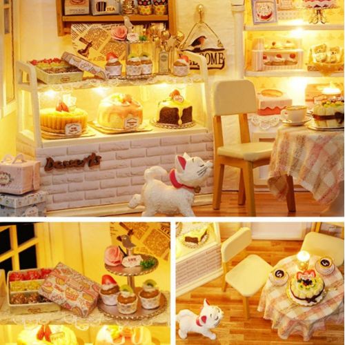  Kisoy Romantic and Cute Dollhouse Miniature DIY House Kit Creative Room Perfect DIY Gift for Friends,Lovers and Families(Cake Diary) Plus Dust Proof Cover