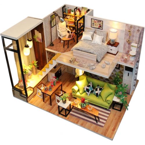  Kisoy Romantic and Cute Dollhouse Miniature DIY House Kit Creative Room Perfect DIY Gift for Friends, Lovers and Families (Nordic Romance)