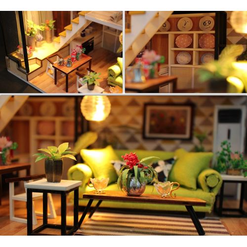  Kisoy Romantic and Cute Dollhouse Miniature DIY House Kit Creative Room Perfect DIY Gift for Friends, Lovers and Families (Nordic Romance)