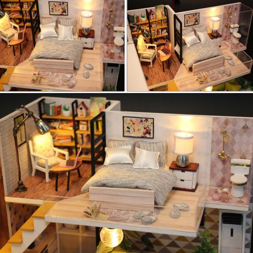  Kisoy Romantic and Cute Dollhouse Miniature DIY House Kit Creative Room Perfect DIY Gift for Friends, Lovers and Families (Nordic Romance)