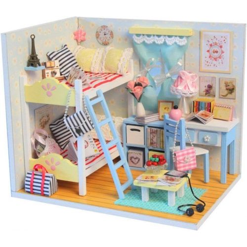  Kisoy Romantic and Cute Dollhouse Miniature DIY House Kit Creative Room Perfect DIY Gift for Friends,Lovers and Families(Dancing Youth) Plus Dust Proof Cover, Musi Movement and Lig