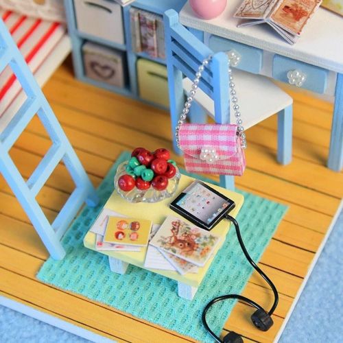  Kisoy Romantic and Cute Dollhouse Miniature DIY House Kit Creative Room Perfect DIY Gift for Friends,Lovers and Families(Dancing Youth) Plus Dust Proof Cover, Musi Movement and Lig