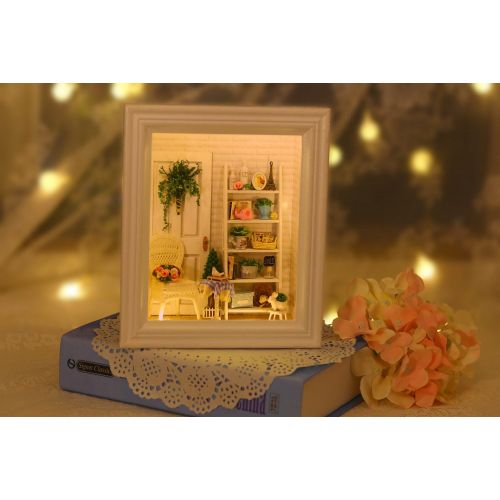  Kisoy Romantic and Cute Dollhouse Miniature DIY House Kit Creative Room Perfect DIY Gift for Friends,Lovers and Families(Sunny Dorm)