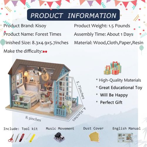  Kisoy Domantic and Cute Dollhouse Miniature DIY House Kit Creative Room Perfect DIY Gift for Friends,Lovers and Families(Romantic Forest Time)
