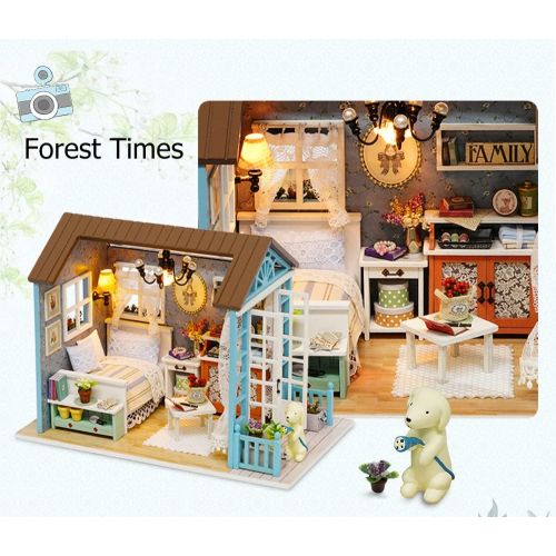  Kisoy Domantic and Cute Dollhouse Miniature DIY House Kit Creative Room Perfect DIY Gift for Friends,Lovers and Families(Romantic Forest Time)