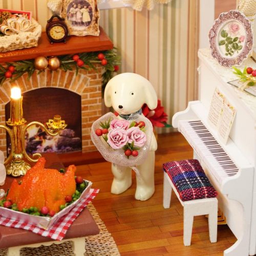  Kisoy Romantic and Cute Dollhouse Miniature DIY House Kit Creative Room Perfect DIY Gift for Friends,Lovers and Families(Sunny Holiday Time)