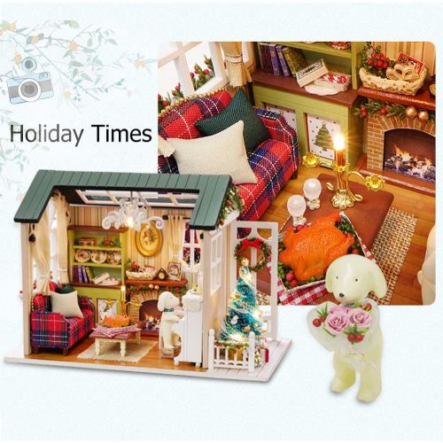  Kisoy Romantic and Cute Dollhouse Miniature DIY House Kit Creative Room Perfect DIY Gift for Friends,Lovers and Families(Sunny Holiday Time)