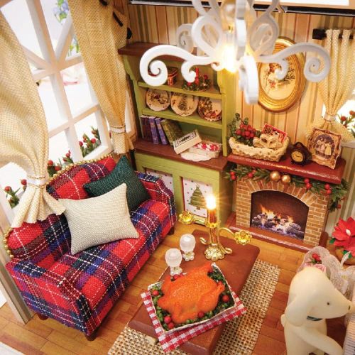  Kisoy Romantic and Cute Dollhouse Miniature DIY House Kit Creative Room Perfect DIY Gift for Friends,Lovers and Families(Sunny Holiday Time)