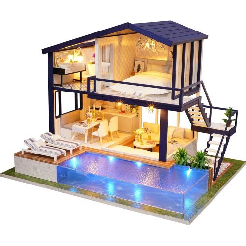  Kisoy Romantic and Cute Dollhouse Miniature DIY House Kit Creative Room Perfect DIY Gift for Friends, Lovers and Families (Time Apartment)