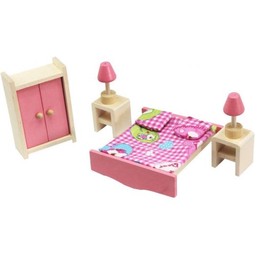  Kisoy Wooden Dollhouse Furniture Set for Kid and Children (6 PCS Including Kitchen Bathroom Bedroom High and Low Bed Living Room Dining Room)