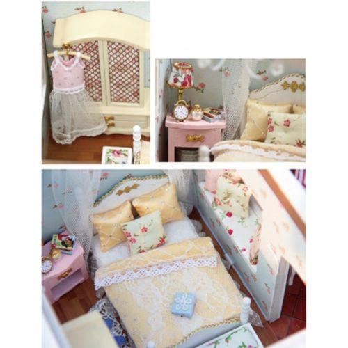  Kisoy Romantic and Cute Dollhouse Miniature DIY House Kit Creative Room Perfect DIY Gift for Friends,Lovers and Families(France Cafe Tour)
