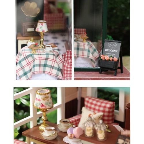  Kisoy Romantic and Cute Dollhouse Miniature DIY House Kit Creative Room Perfect DIY Gift for Friends,Lovers and Families(France Cafe Tour)