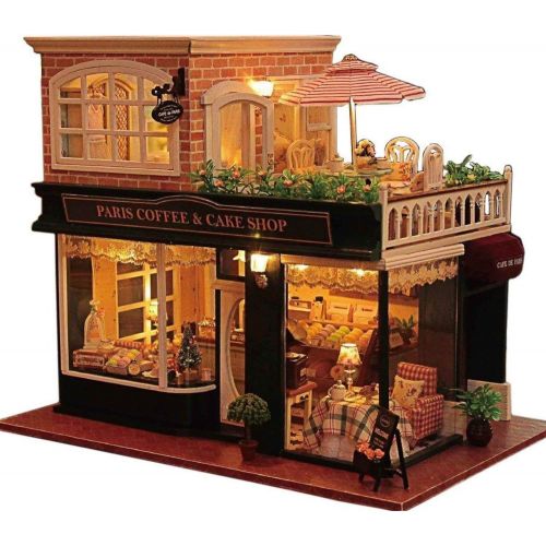  Kisoy Romantic and Cute Dollhouse Miniature DIY House Kit Creative Room Perfect DIY Gift for Friends,Lovers and Families(France Cafe Tour)