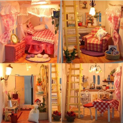  Kisoy Romantic and Cute Dollhouse Miniature DIY House Kit Creative Room Perfect DIY Gift for Friends,Lovers and Families(Sunny Alice)