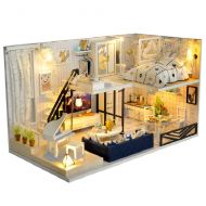 Kisoy Miniature DIY Dollhouse Kit with Furniture Accessories Creative Gift for Lovers and Friends (Time Shadows) with Dust Proof Cover and Music Movement